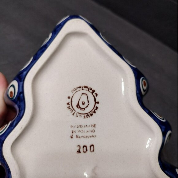 Polish Pottery Manufaktura Boleslawcu Christmas Tree Dish 9.5\